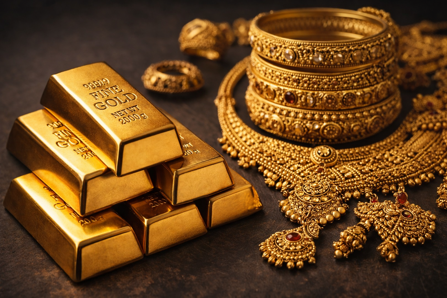 Golden treasures in rich display